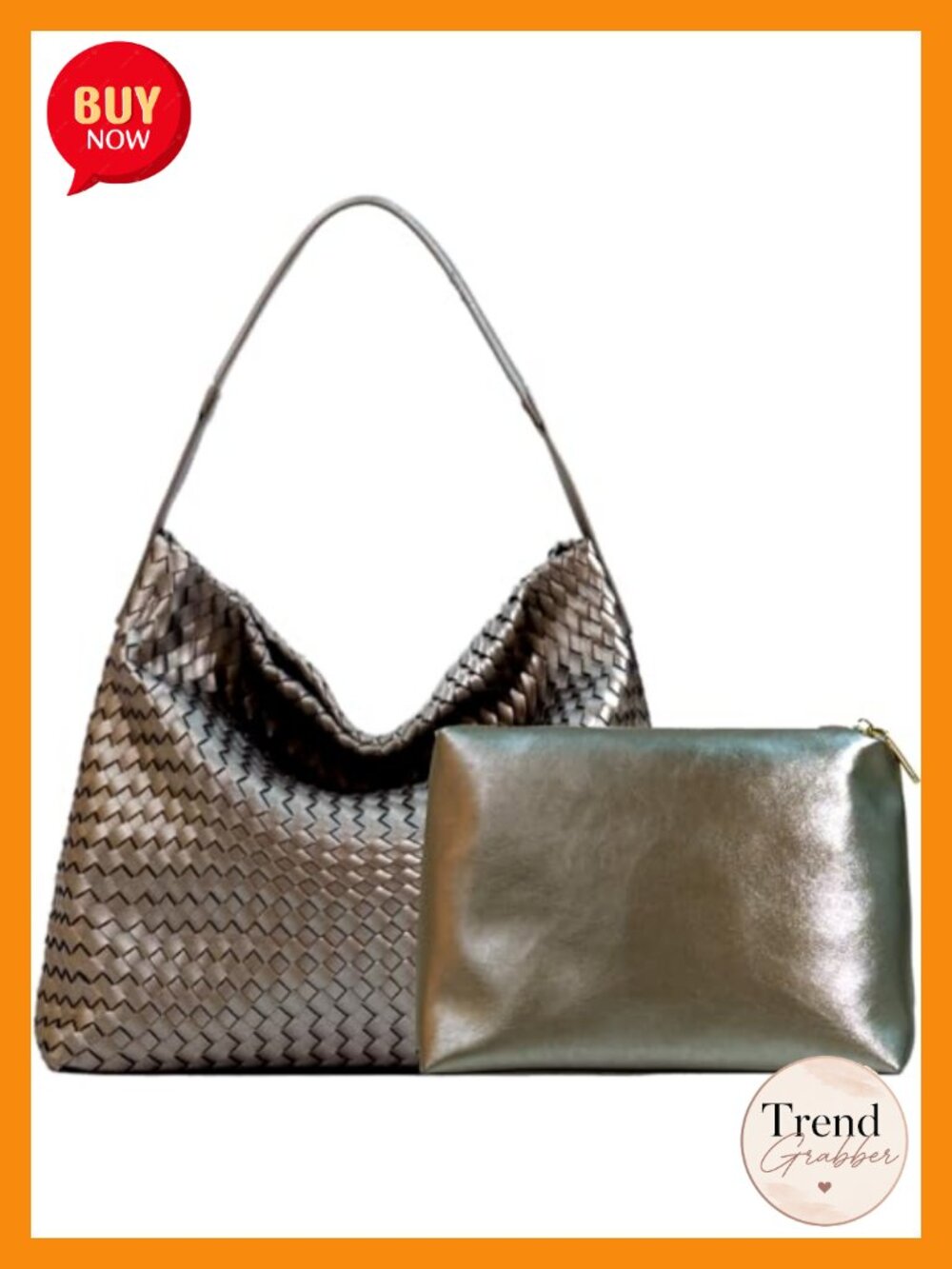 Woven Vegan Leather Hobo Tote, Adjustable Crossbody Bag with Clutch